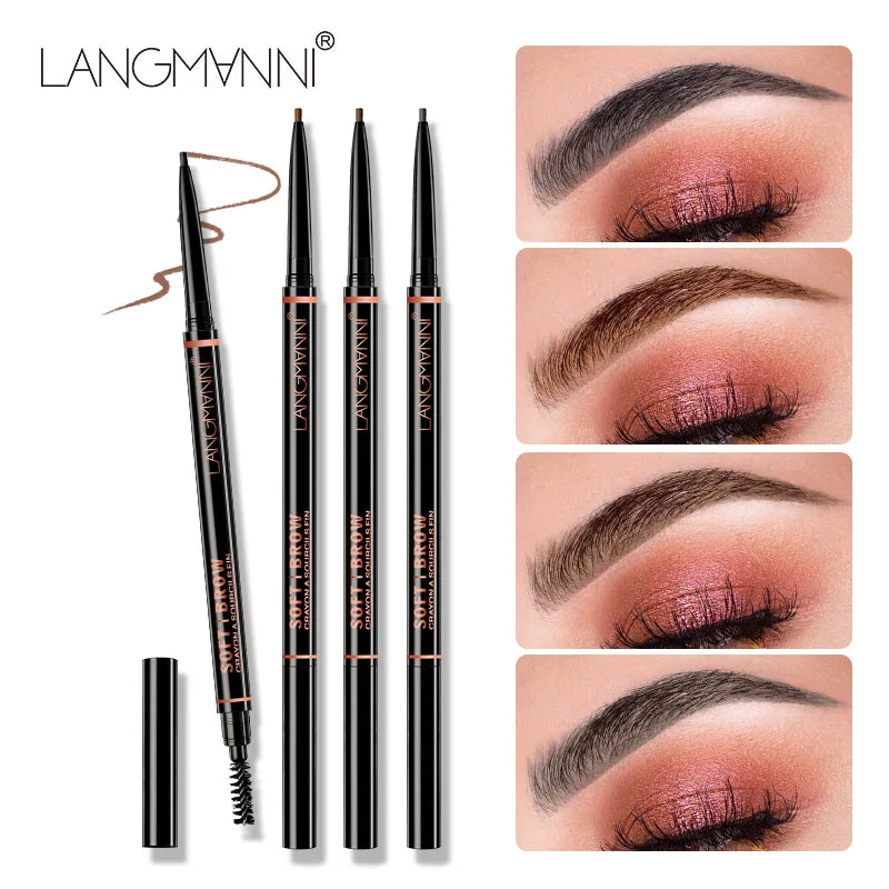 Dual-ended eyebrow pencil and eyebrow brush