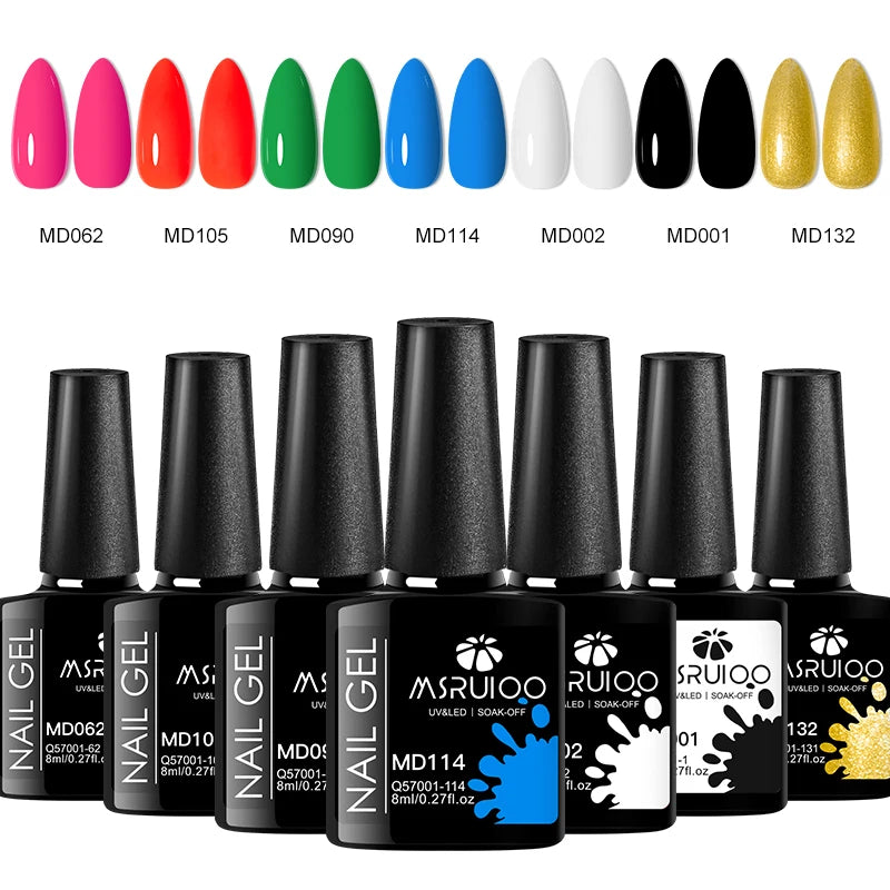 Gel nail polish set. 7 colors.