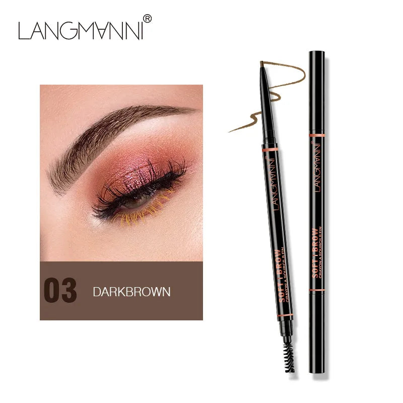 Dual-ended eyebrow pencil and eyebrow brush