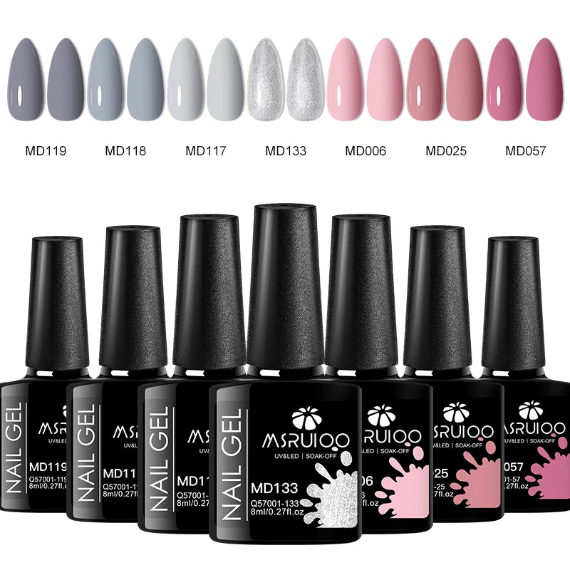 Gel nail polish set. 7 colors.