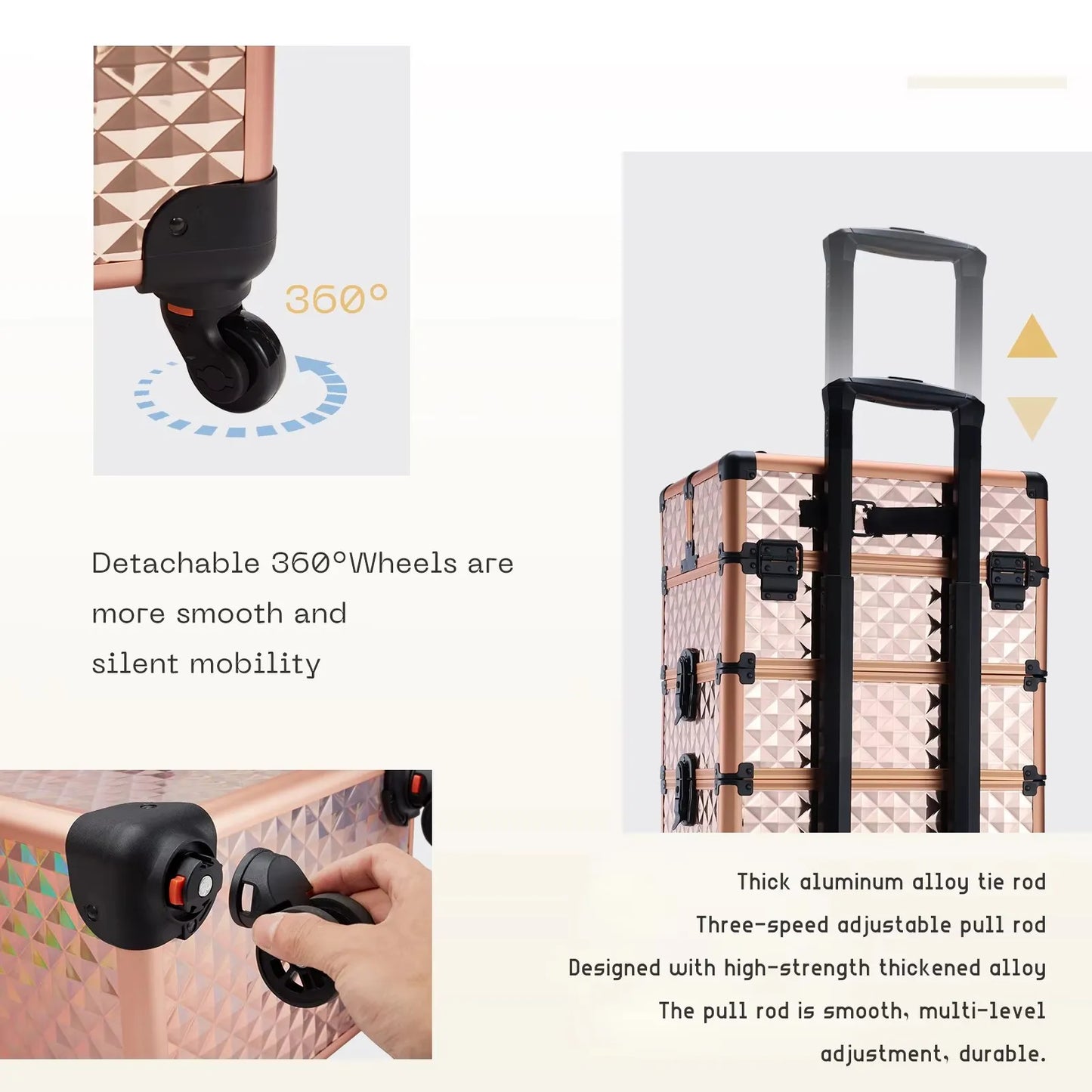 Detachable makeup trolley bag