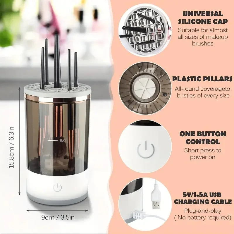 Portable Electric Makeup Brush Cleaner with USB Port