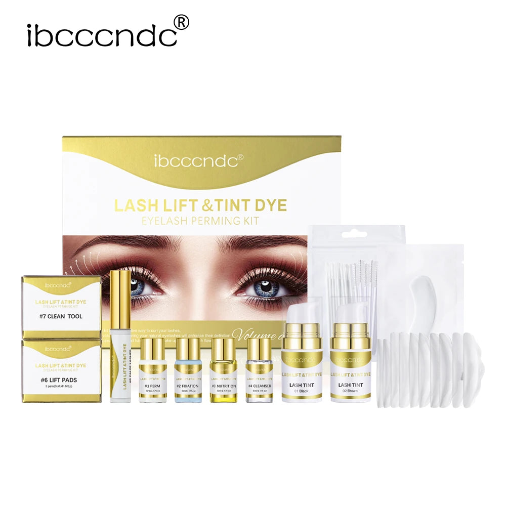 Semi-permanent eyebrow or eyelash lifting and tinting kit