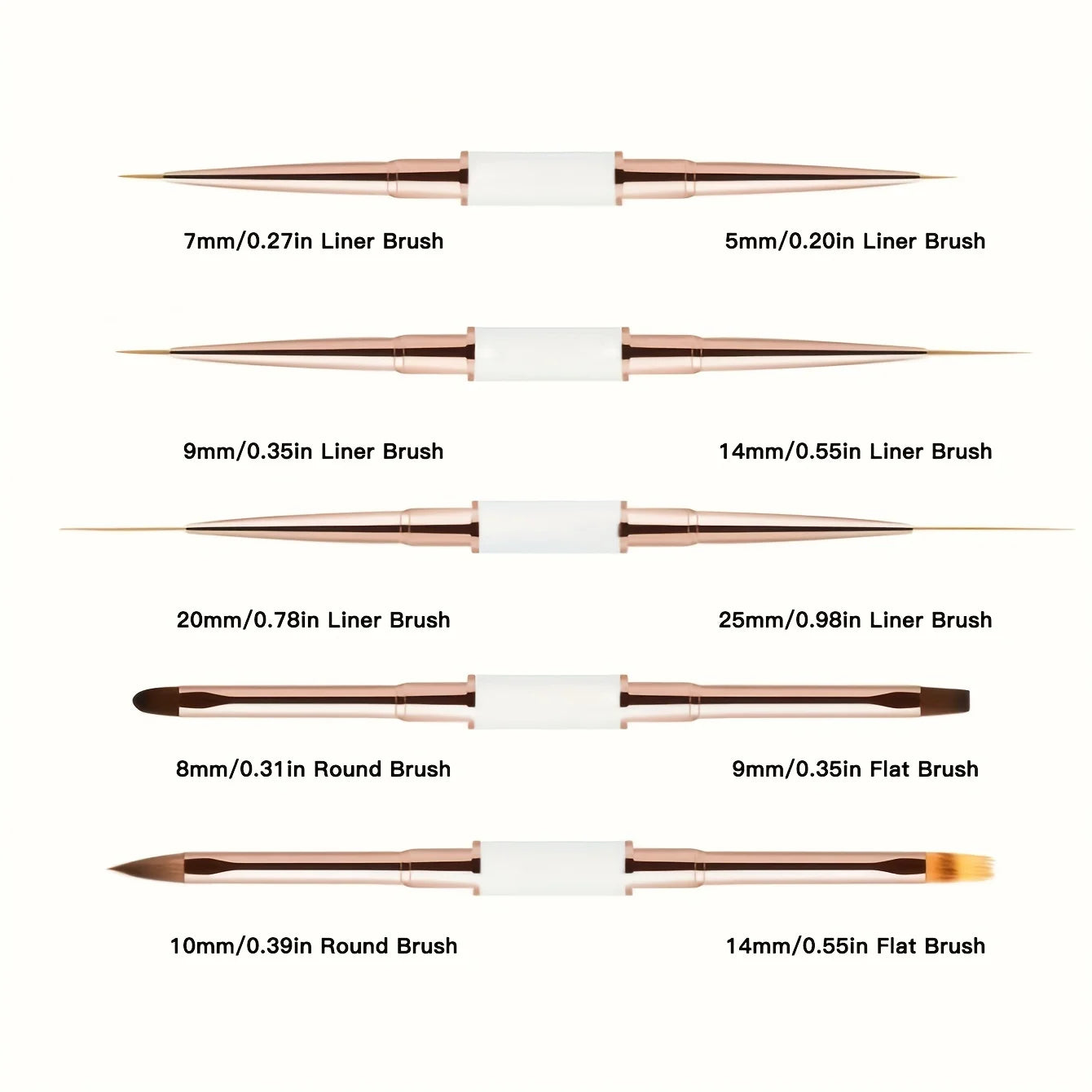 Dual End Nail Art Pen Brushes 5Pcs