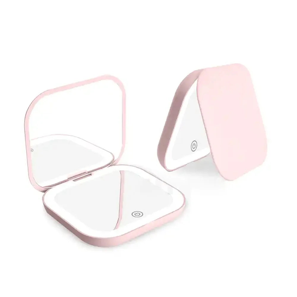 Small folding mirror with lights