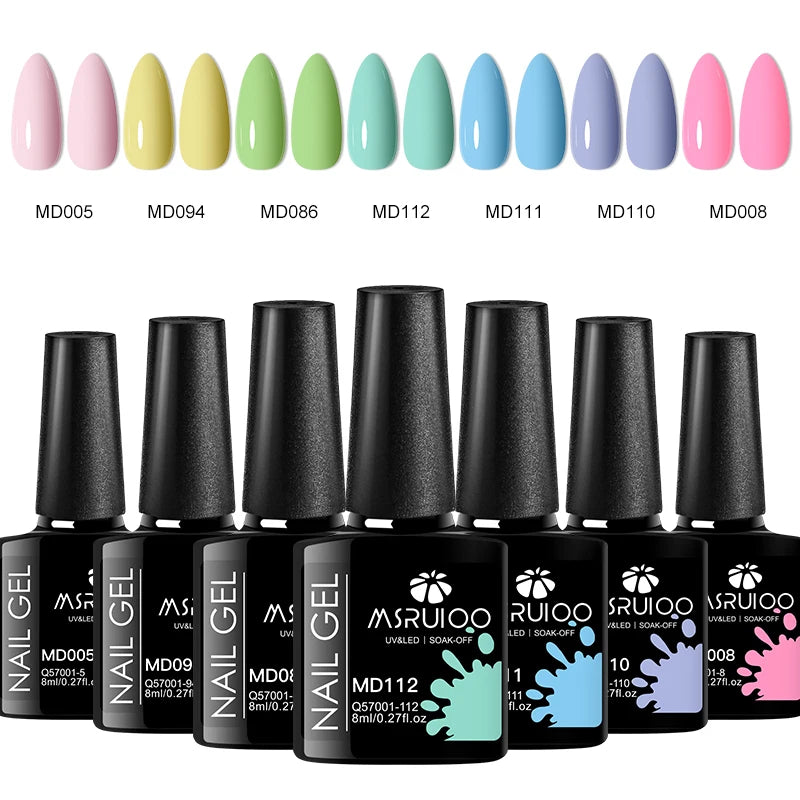 Gel nail polish set. 7 colors.
