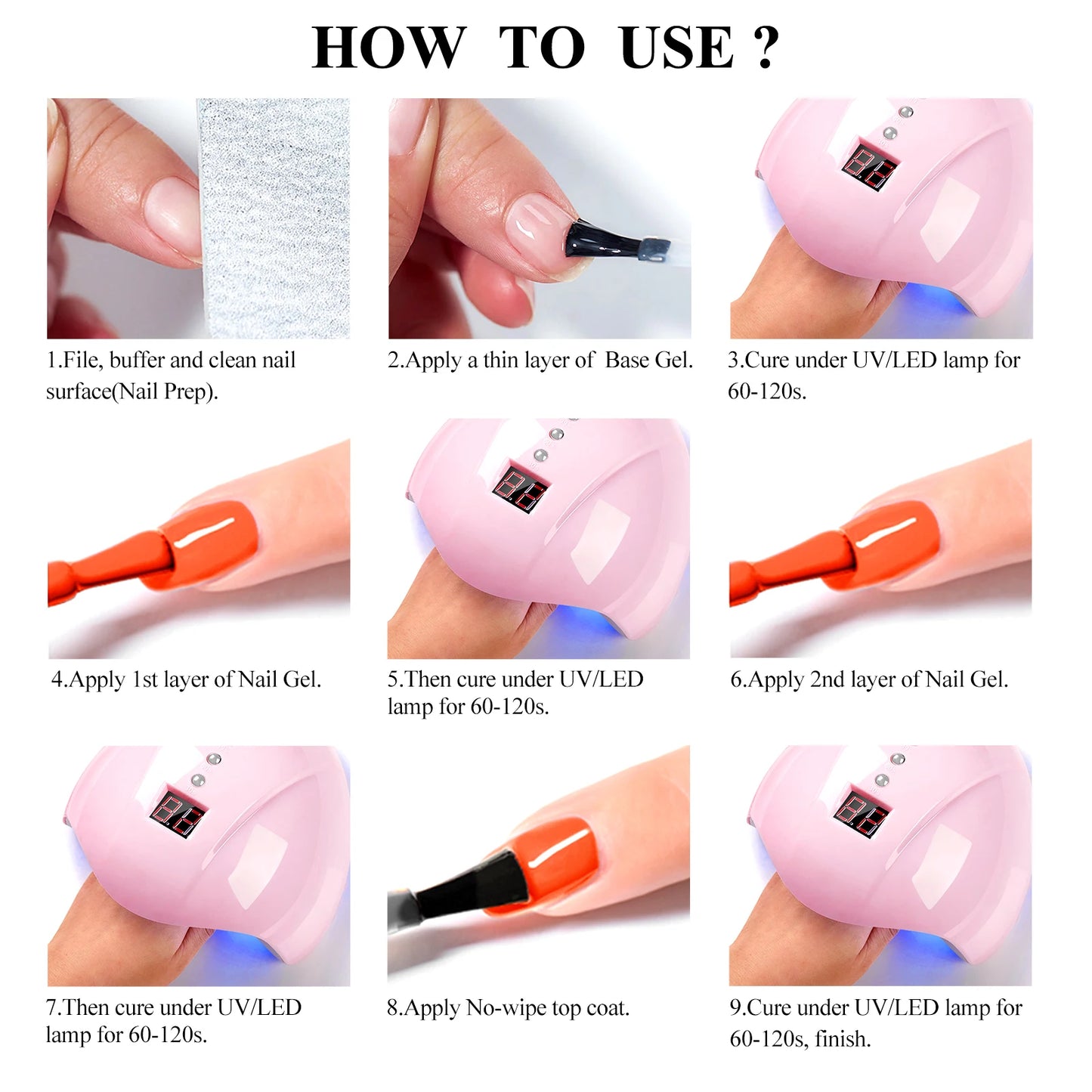 Gel nail polish set. 7 colors.