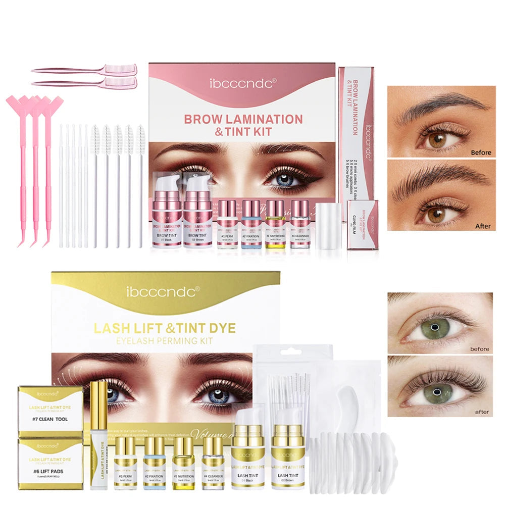 Semi-permanent eyebrow or eyelash lifting and tinting kit