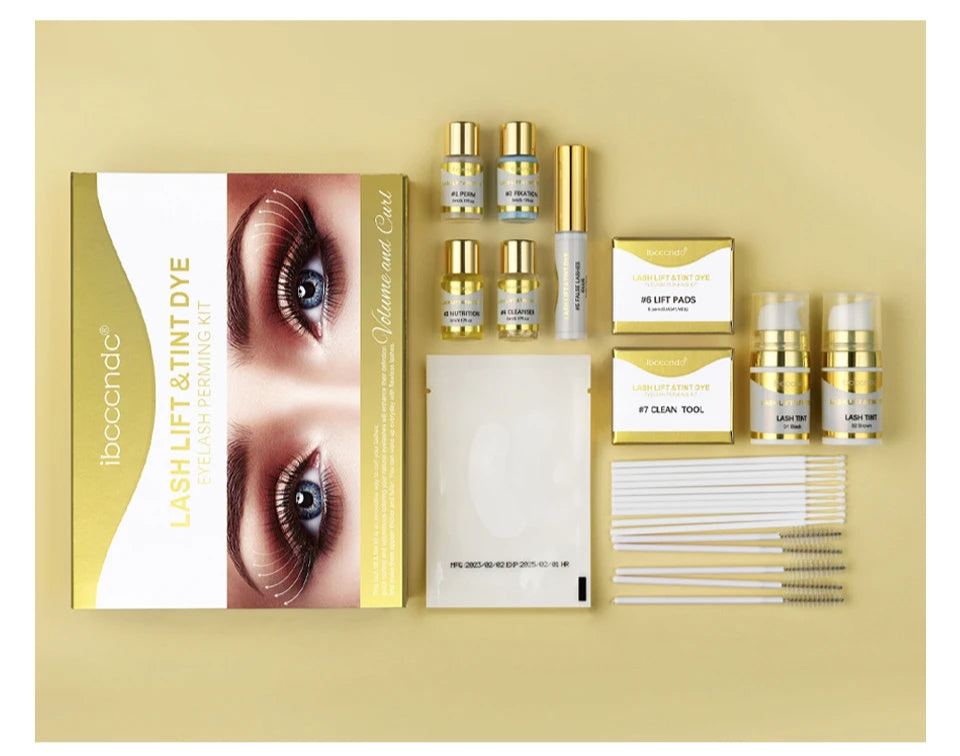 Semi-permanent eyebrow or eyelash lifting and tinting kit