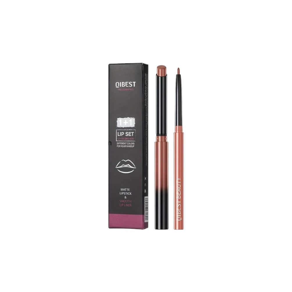 Matte Lipstick & Lip Liner, 12 Colors