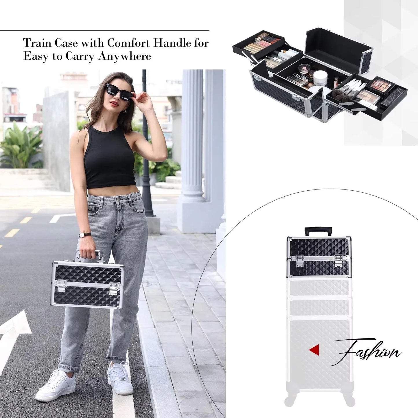 Detachable makeup trolley bag