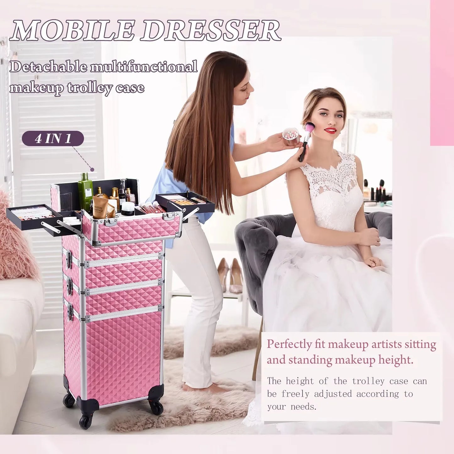 Detachable makeup trolley bag