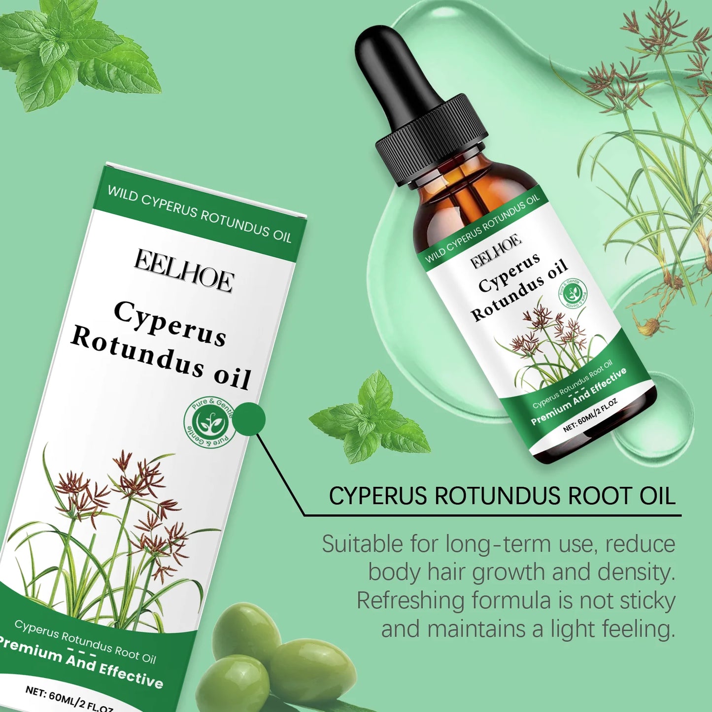 Gentle oil that reduces body hair growth