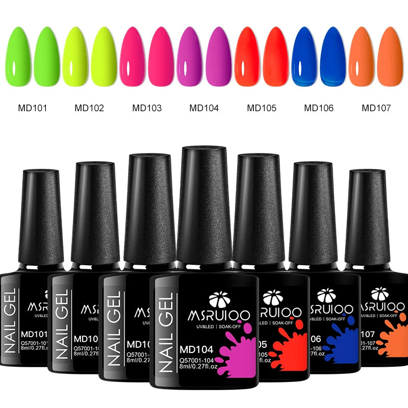 Gel nail polish set. 7 colors.