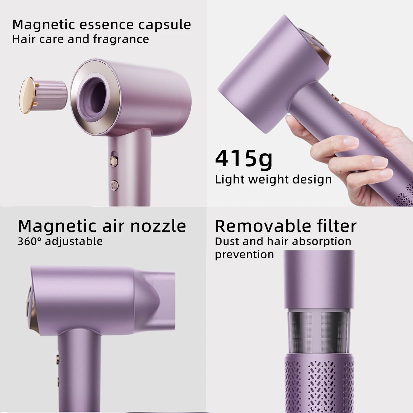 Hair Dryer, 500 Million Professional Plasma, 130,000 RPM