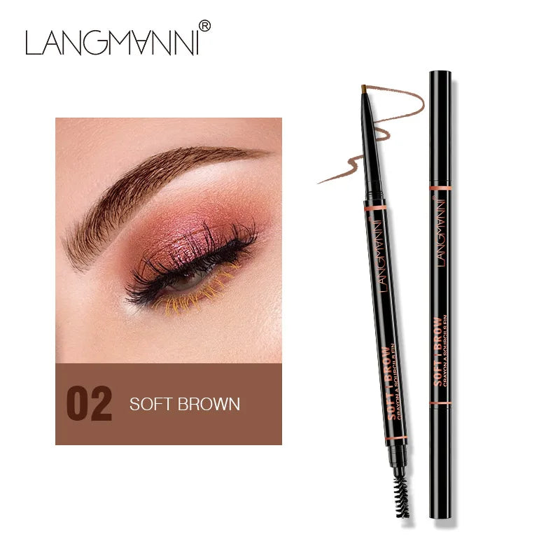 Dual-ended eyebrow pencil and eyebrow brush