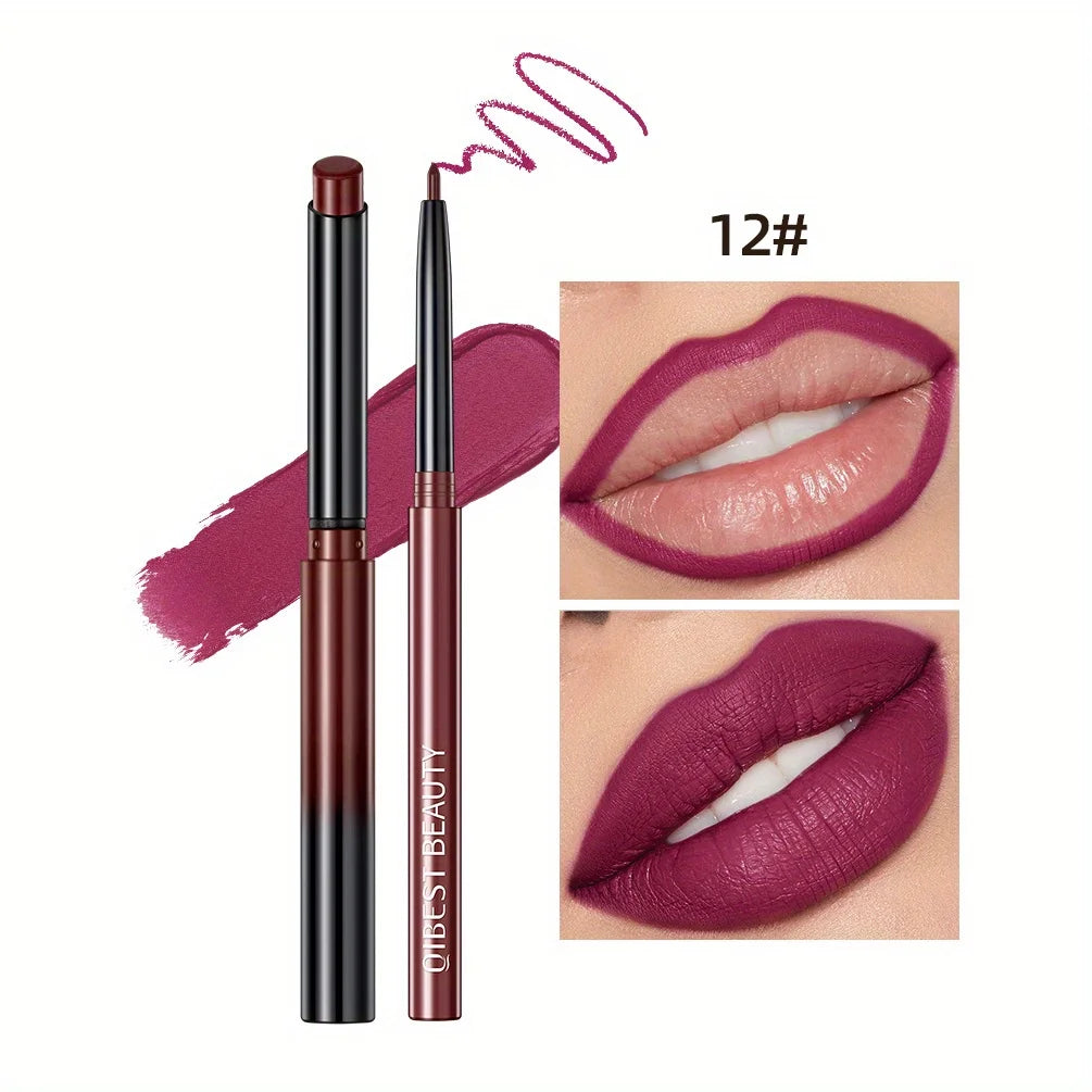 Matte Lipstick & Lip Liner, 12 Colors