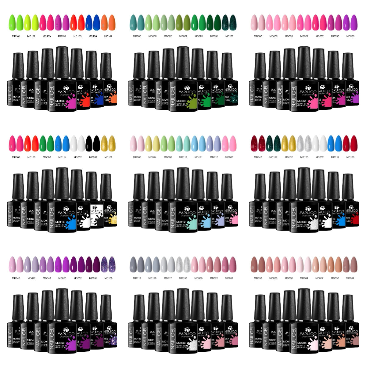 Gel nail polish set. 7 colors.