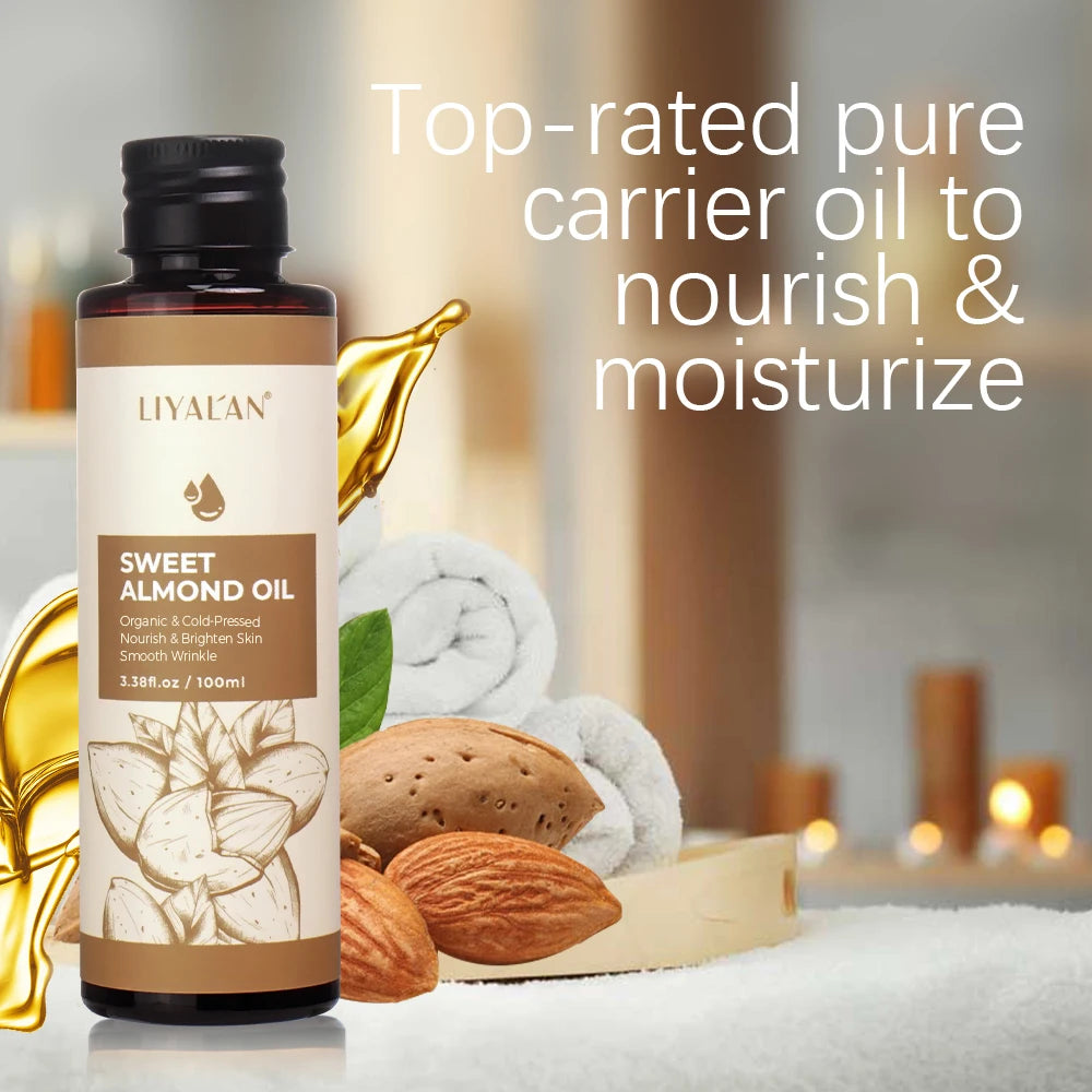 Sweet almond oil for body care and massage