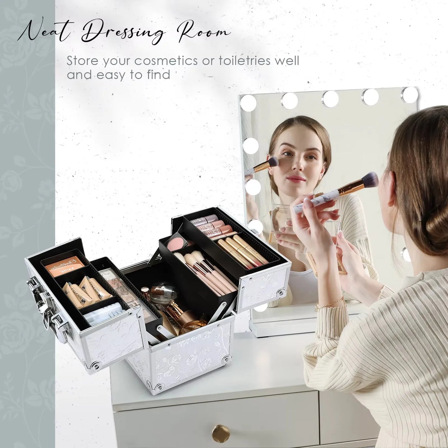 Portable travel makeup bag