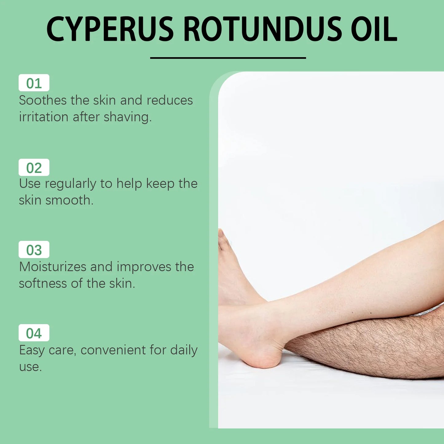 Gentle oil that reduces body hair growth