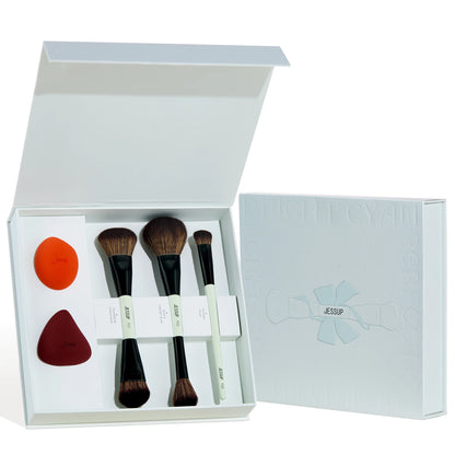 Ensemble de pinceaux de maquillage avec éponge et coffret cadeau