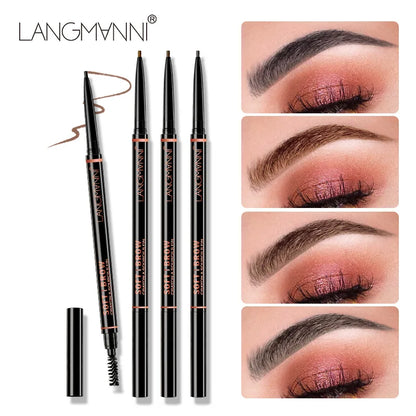 Dual-ended eyebrow pencil and eyebrow brush