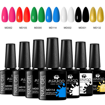 Gel nail polish set. 7 colors.