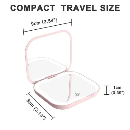 Small folding mirror with lights