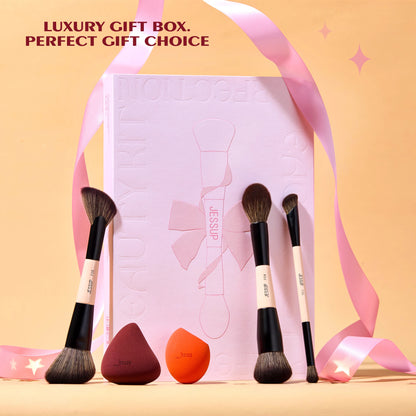 Ensemble de pinceaux de maquillage avec éponge et coffret cadeau