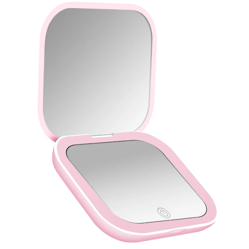 Small folding mirror with lights