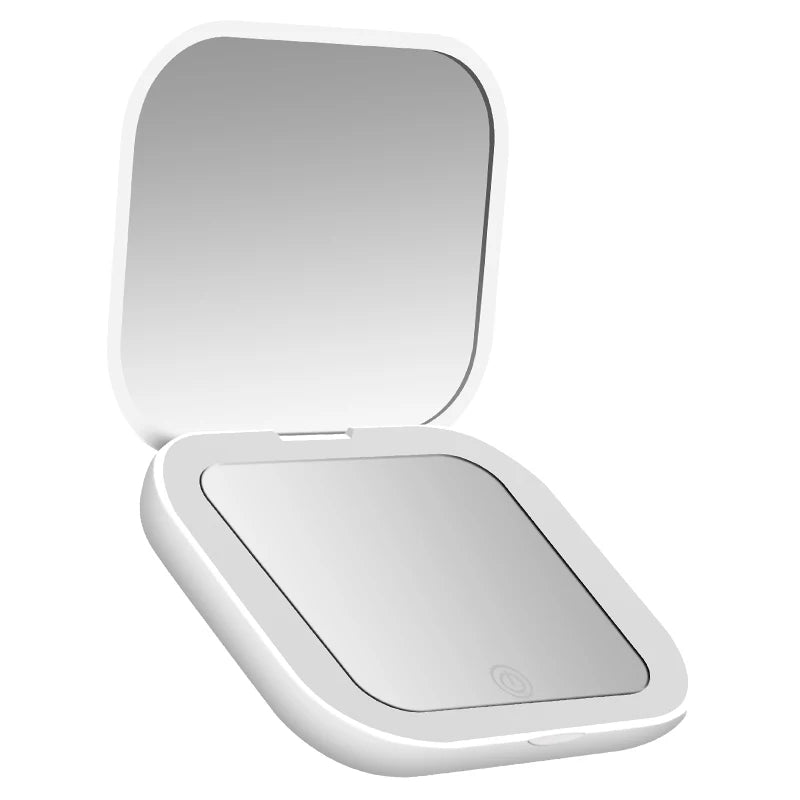 Small folding mirror with lights