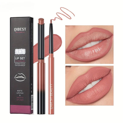 Matte Lipstick & Lip Liner, 12 Colors